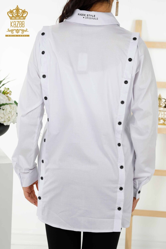 All'ingrosso Camicia da donna Bottoni dettagliati Bianco - 20328 | KAZEE - 9