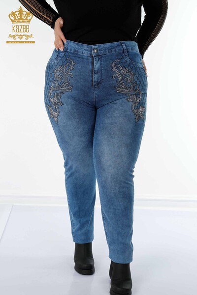 Ingrosso Jeans Donna - Modellato - Righe - Blu - 3568 | KAZEE - Thumbnail