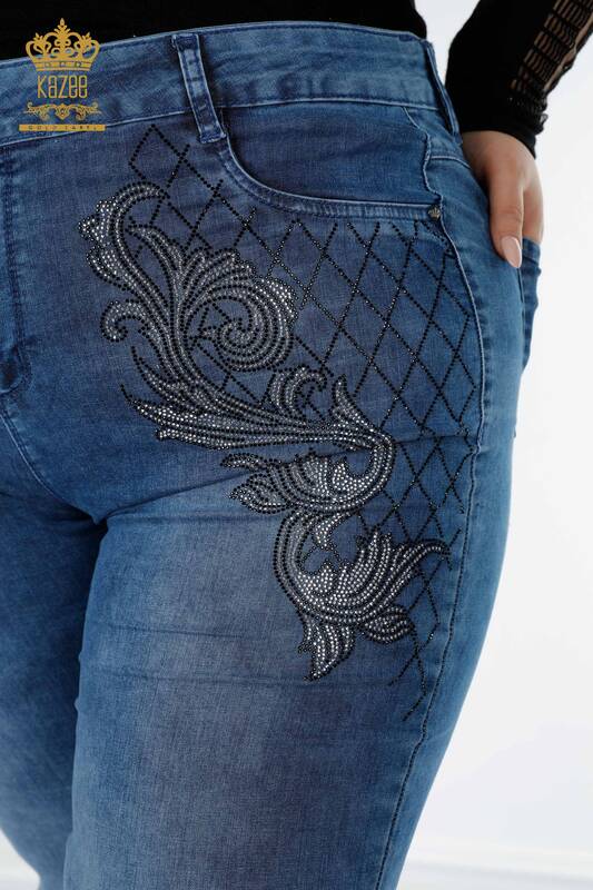 Ingrosso Jeans Donna - Modellato - Righe - Blu - 3568 | KAZEE