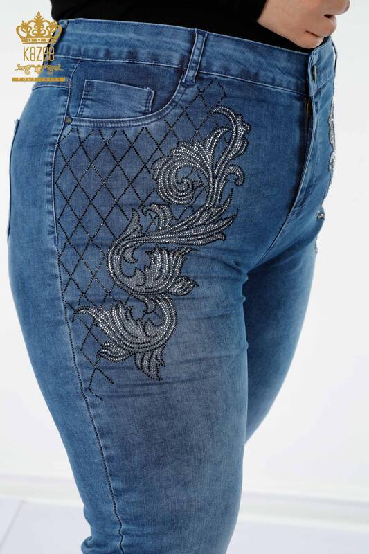 Ingrosso Jeans Donna - Modellato - Righe - Blu - 3568 | KAZEE