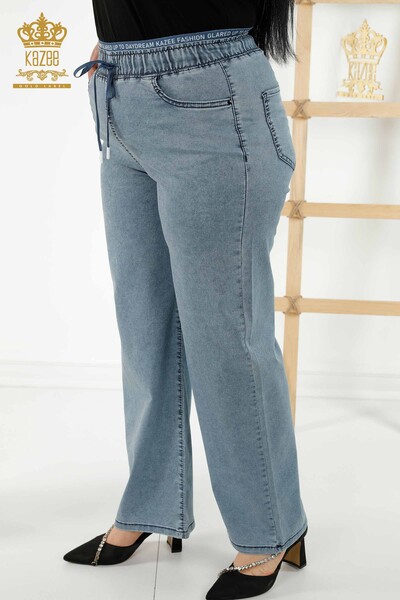 All'ingrosso Pantaloni da donna - Elastico in vita - Blu Navy - 3672 | KAZEE - 2