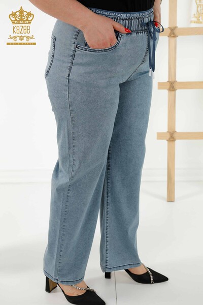 All'ingrosso Pantaloni da donna - Elastico in vita - Blu Navy - 3672 | KAZEE - 5