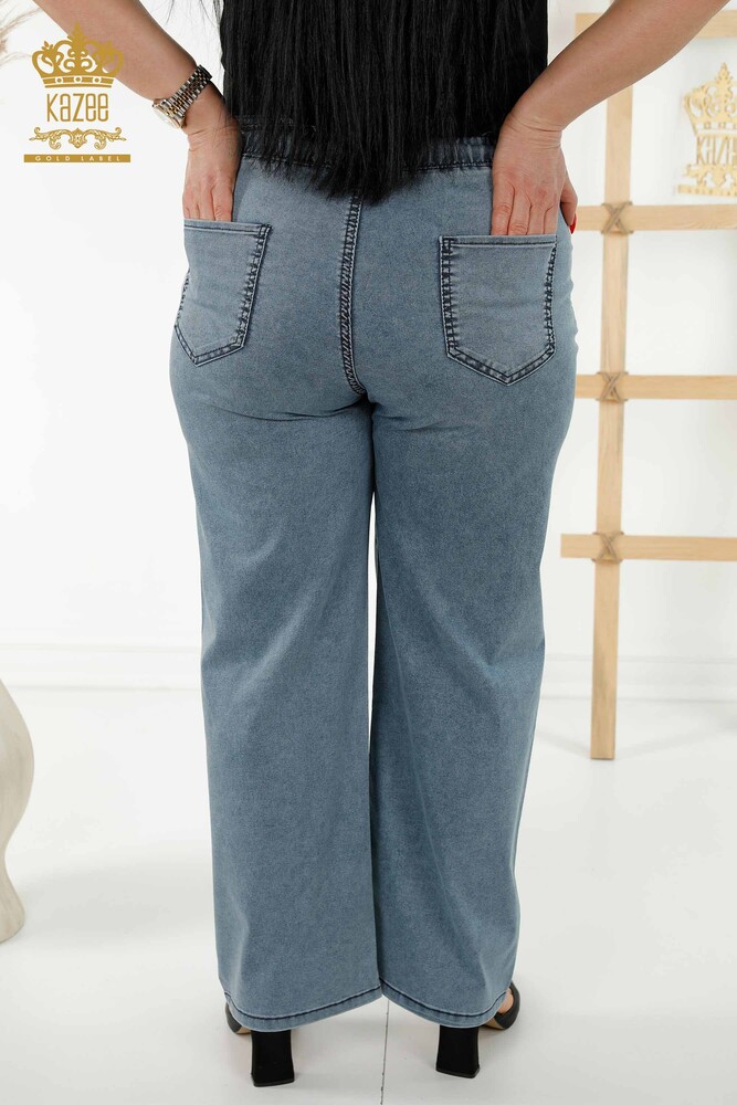 All'ingrosso Pantaloni da donna - Elastico in vita - Blu Navy - 3672 | KAZEE - 6