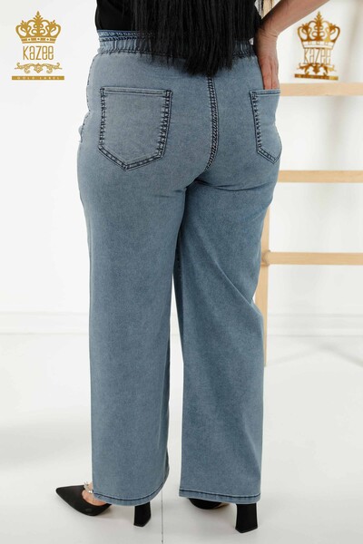 All'ingrosso Pantaloni da donna - Elastico in vita - Blu Navy - 3672 | KAZEE - 7