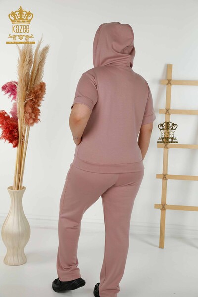 Set di tute da donna all'ingrosso rosa secca con cappuccio - 20392 | KAZEE - 12