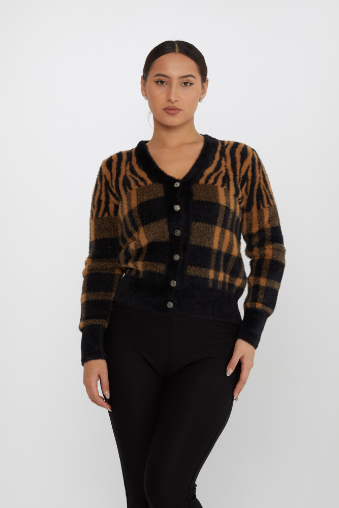 Angora Cardigan Buttoned Black-Brown - 30586 | KAZEE (Set of 3 S-M-L) - 1