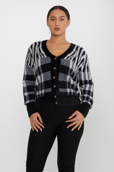 Angora Cardigan Buttoned Black-Ecru - 30586 | KAZEE (Set of 3 S-M-L) - 2