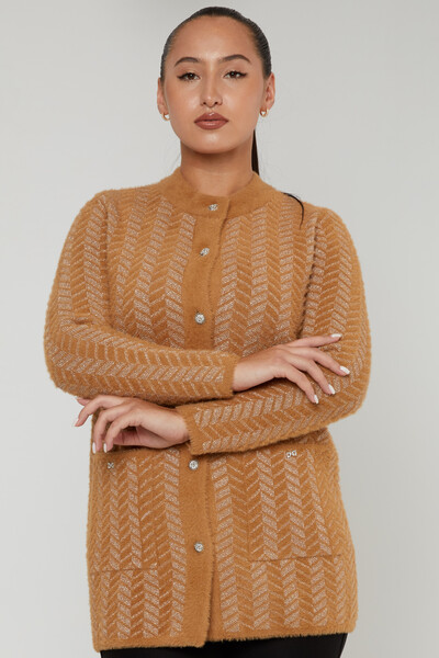 Angora Cardigan Poche Détaillée Boutonnée Vison - 30816 | KAZEE (Lot de 4 L-XL-2XL-3XL) - 2