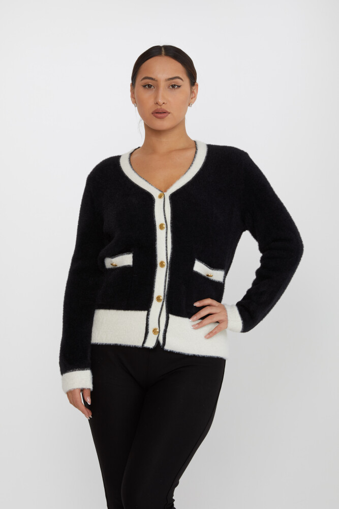 Angora Cardigan Pocket Detail Black - 30627 | KAZEE (Set of 4 S-M-L-XL) - 1