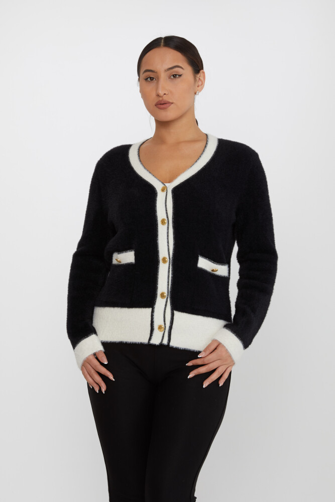 Angora Cardigan Pocket Detail Black - 30627 | KAZEE (Set of 4 S-M-L-XL) - 2