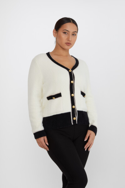 Angora Cardigan Pocket Detail Ecru - 30627 | KAZEE (Set of 4 S-M-L-XL) 