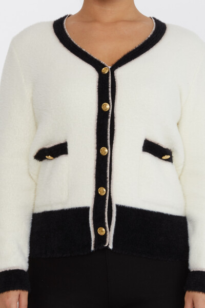 Angora Cardigan Pocket Detail Ecru - 30627 | KAZEE (Set of 4 S-M-L-XL) - 3