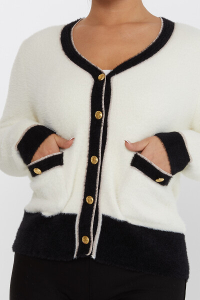 Angora Cardigan Pocket Detail Ecru - 30627 | KAZEE (Set of 4 S-M-L-XL) - 4