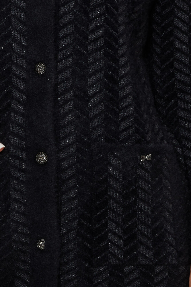 Angora-Cardigan mit Taschendetails, geknöpft, Schwarz – 30816 | KAZEE (4er-Set L-XL-2XL-3XL) - 5