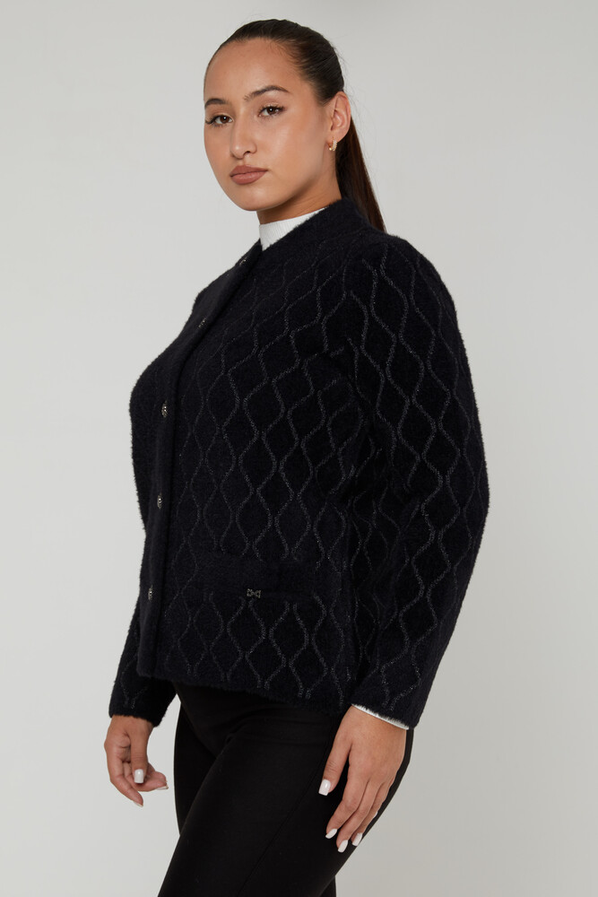 Angora-Cardigan mit glitzernden Knöpfen, Schwarz – 30817 | KAZEE (4er-Set M-L-XL-2XL) - 1