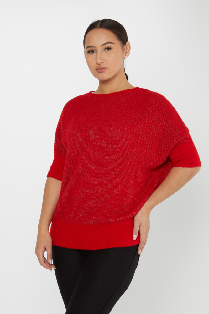 Angora Knitwear Bat Sleeve Crew Neck Czerwony - 30293 | KAZEE (zestaw 3 sztuk S-M-L) - 1