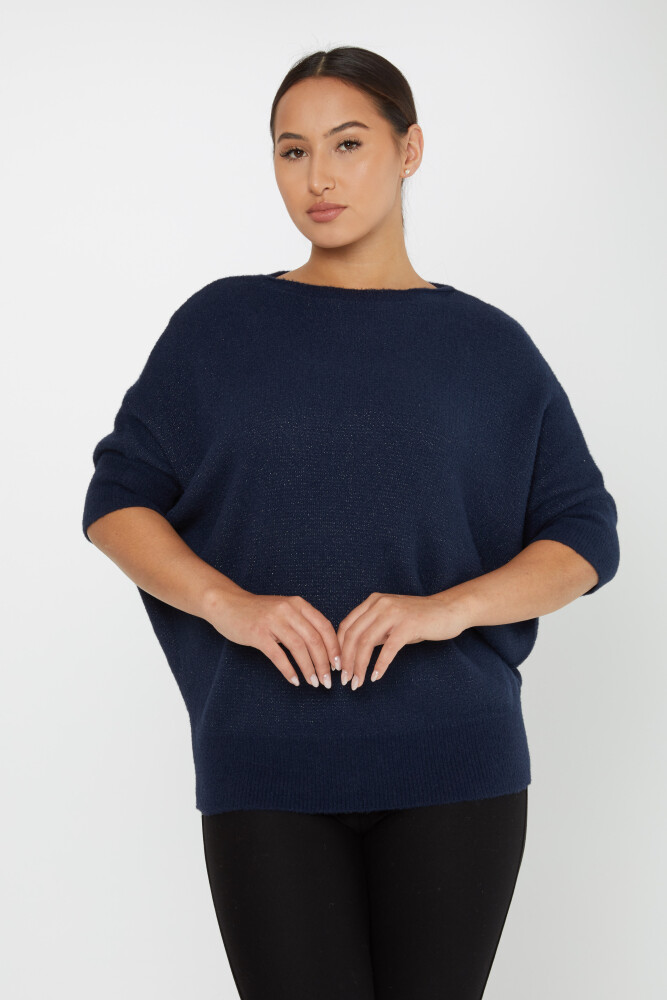 Angora Knitwear Bat Sleeve Crew Neck Granatowy - 30293 | KAZEE (zestaw 3 sztuk S-M-L) - 1