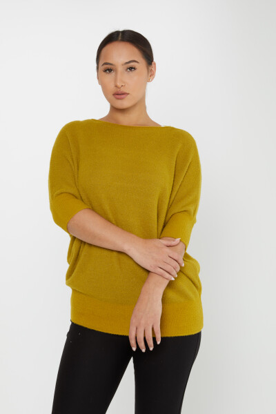 Angora Knitwear Bat Sleeve Crew Neck Musztardowy - 30293 | KAZEE (zestaw 3 sztuk S-M-L) 