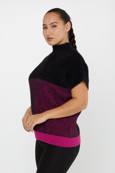 Angora Knitwear Colorful Patterned Fuchsia - 30187 | KAZEE (Set of 3 S-M-L) - 2