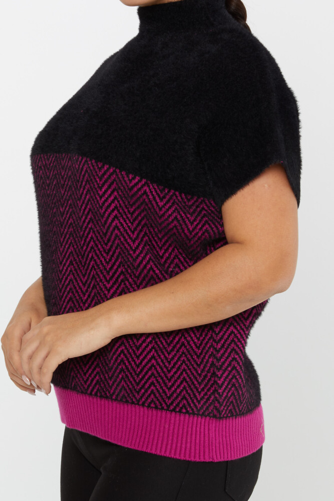 Angora Knitwear Colorful Patterned Fuchsia - 30187 | KAZEE (Set of 3 S-M-L) - 4