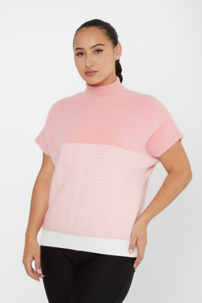 Angora Knitwear Colorful Patterned Pink - 30187 | KAZEE (Set of 3 S-M-L) - 1