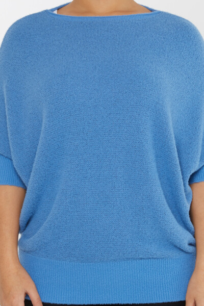 Angora-Strickwaren, Fledermausärmel, Rundhalsausschnitt, Blau – 30293 | KAZEE (3er-Set S-M-L) - 3