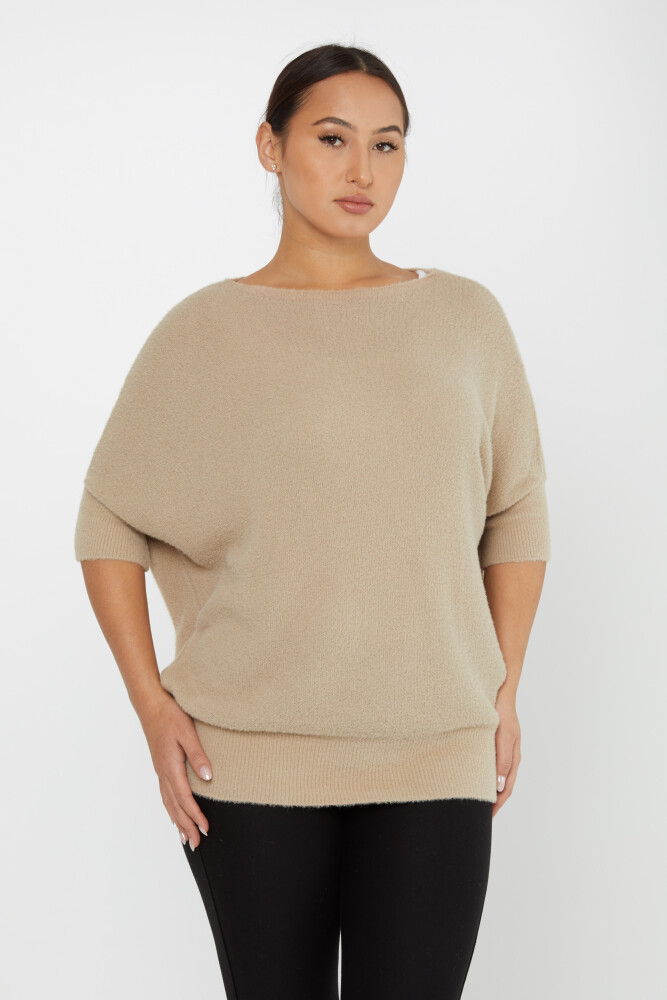 Angora-Strickwaren, Fledermausärmel, Rundhalsausschnitt, Nerz – 30293 | KAZEE (3er-Set S-M-L) - 1