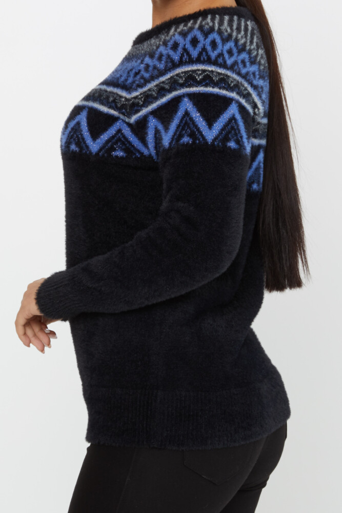 Angora Sweater Patterned Black-Sax - 30682 | KAZEE (Set of 3 S-M-L) - 5