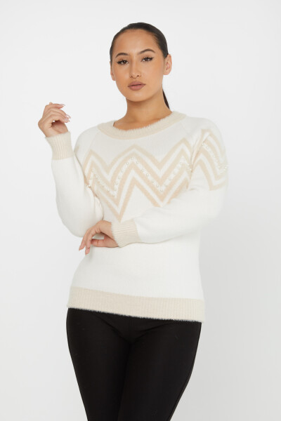 Angora Sweater Pearl Embroidered Ecru - 30232 | KAZEE (Set of 3 S-M-L) 