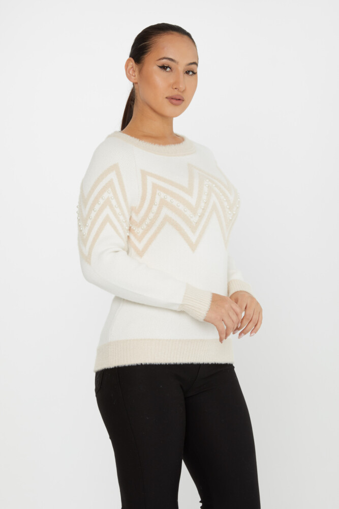 Angora Sweater Pearl Embroidered Ecru - 30232 | KAZEE (Set of 3 S-M-L) - 2