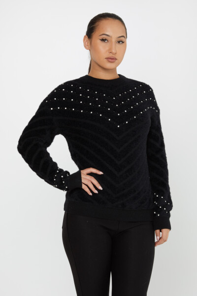 Sweter Angora, haftowany koralikami, z długim rękawem, czarny - 30189 | KAZEE (zestaw 3 sztuk S-M-L) - 2