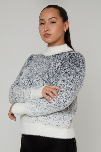 Sweter Angora Gradientowy kołnierzyk ze stójką Ecru - 30909 | KAZEE (zestaw 4 sztuk S-M-L-XL) - 1