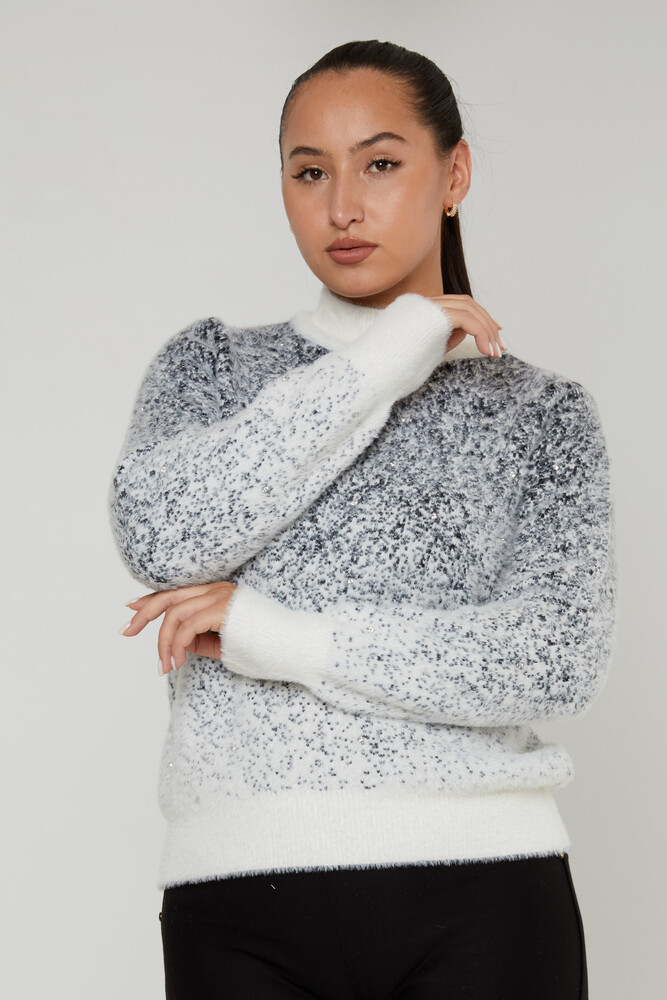 Sweter Angora Gradientowy kołnierzyk ze stójką Ecru - 30909 | KAZEE (zestaw 4 sztuk S-M-L-XL) - 2