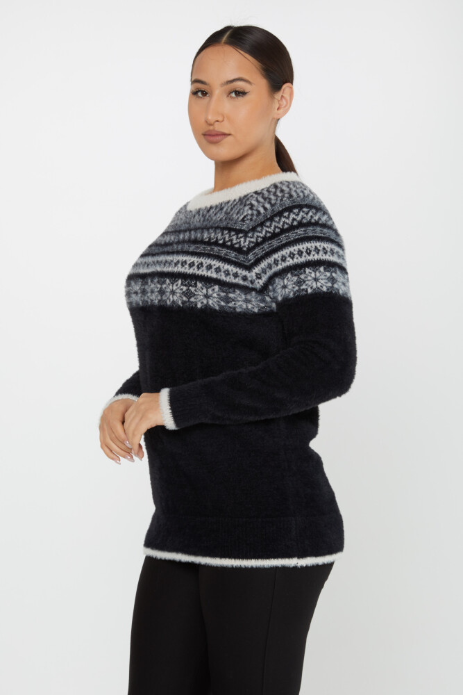 Sweter Angora Wzorzysty Długi Rękaw Czarno-Ecru - 30682 | KAZEE (zestaw 3 sztuk S-M-L) - 1