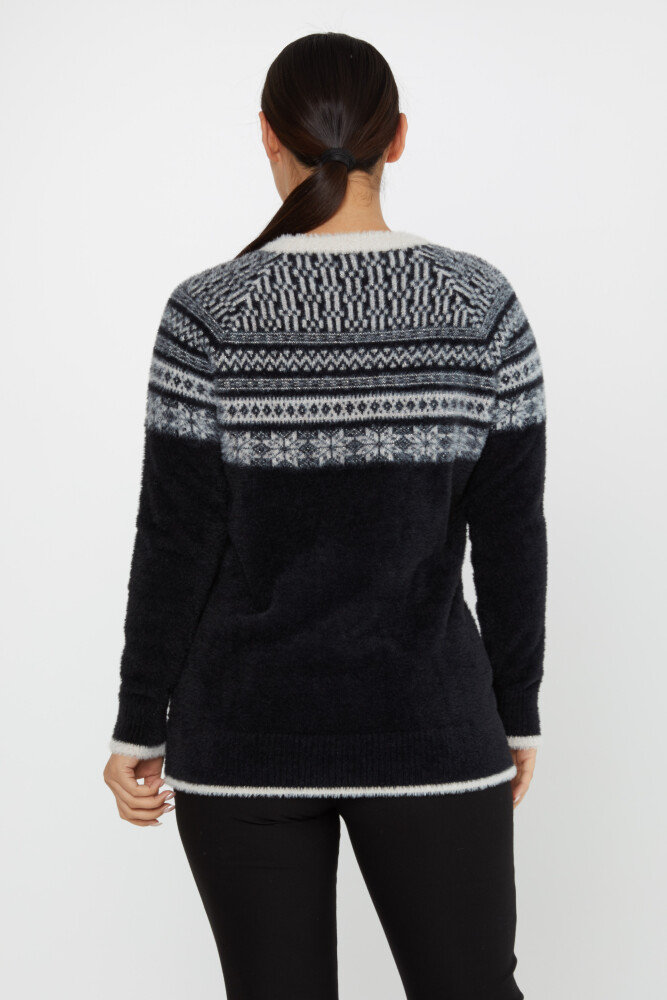 Sweter Angora Wzorzysty Długi Rękaw Czarno-Ecru - 30682 | KAZEE (zestaw 3 sztuk S-M-L) - 6