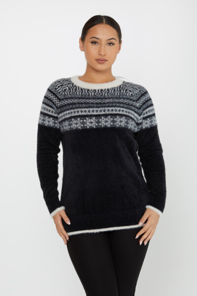 Sweter Angora Wzorzysty Długi Rękaw Czarno-Ecru - 30682 | KAZEE (zestaw 3 sztuk S-M-L) - 2