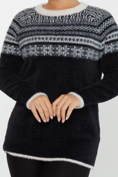 Sweter Angora Wzorzysty Długi Rękaw Czarno-Ecru - 30682 | KAZEE (zestaw 3 sztuk S-M-L) - 3