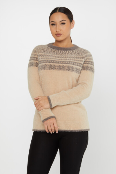 Sweter Angora Wzorzysty Długi Rękaw Mink - 30682 | KAZEE (zestaw 3 sztuk S-M-L) - 2