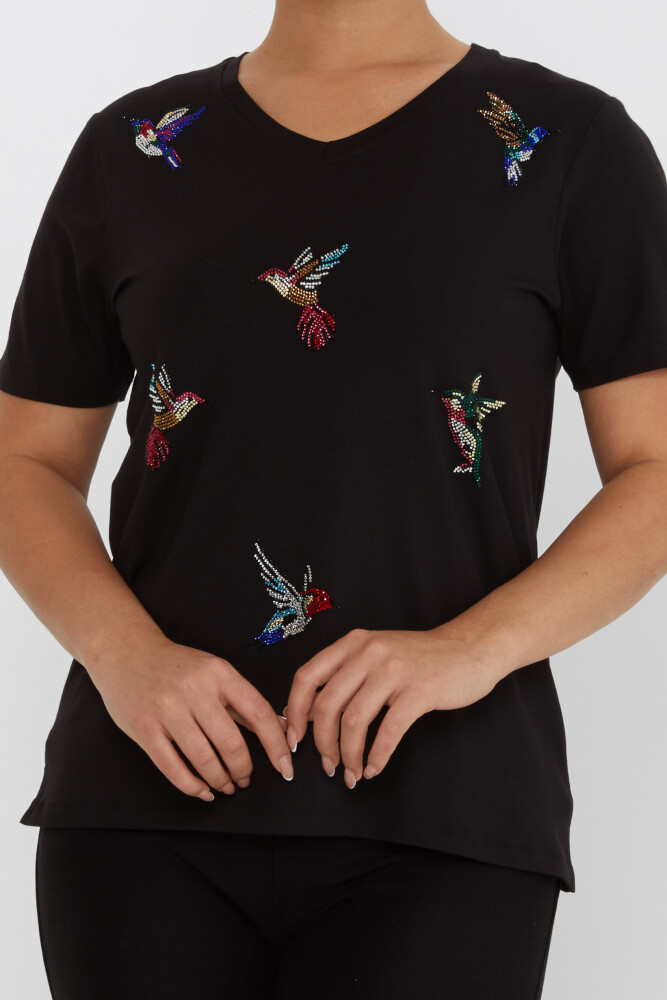 Blouse Bird Stone Embroidered Black - 80111 | KAZEE (Set of 3 M-L-XL) - 3