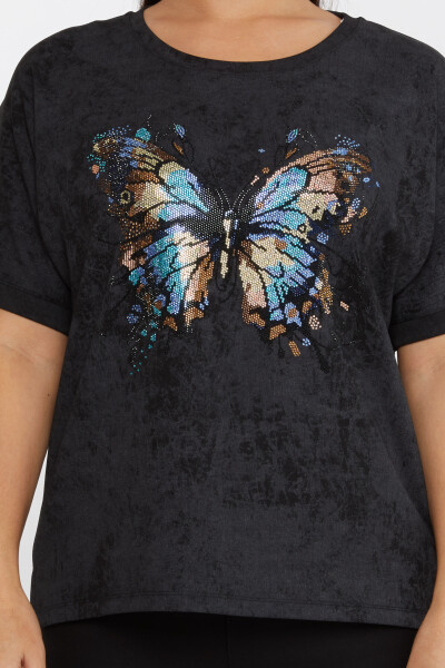 Blouse Pierre Colorée Brodée Motif Papillon Noir - 79986 | KAZEE (Lot de 3 M-L-XL) - 3