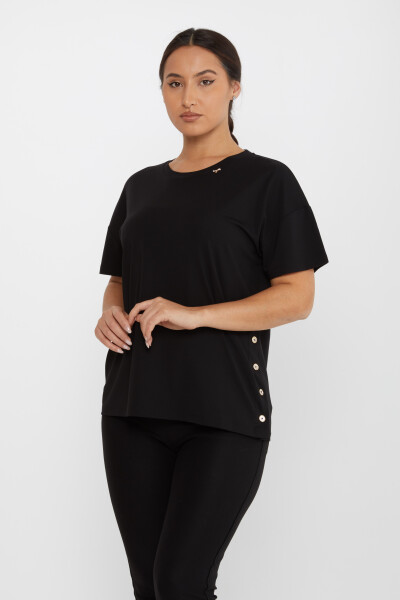 Blouse Stoned Boutonnée Manches Courtes Noir - 79998 | KAZEE (Lot de 3 M-L-XL) - 2