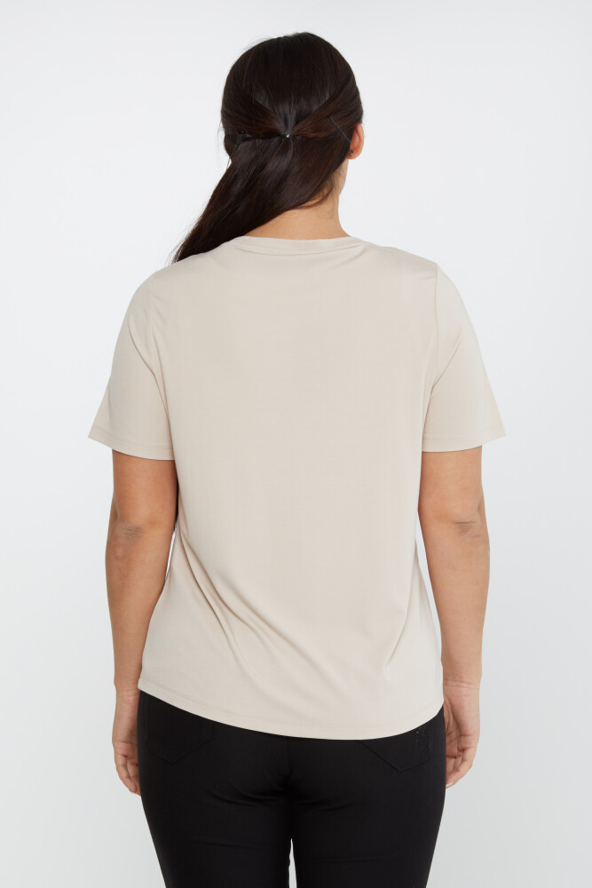 Blouse Short Sleeve Light Beige - 79953 | KAZEE (Set of 4 S-M-L-XL) - 5