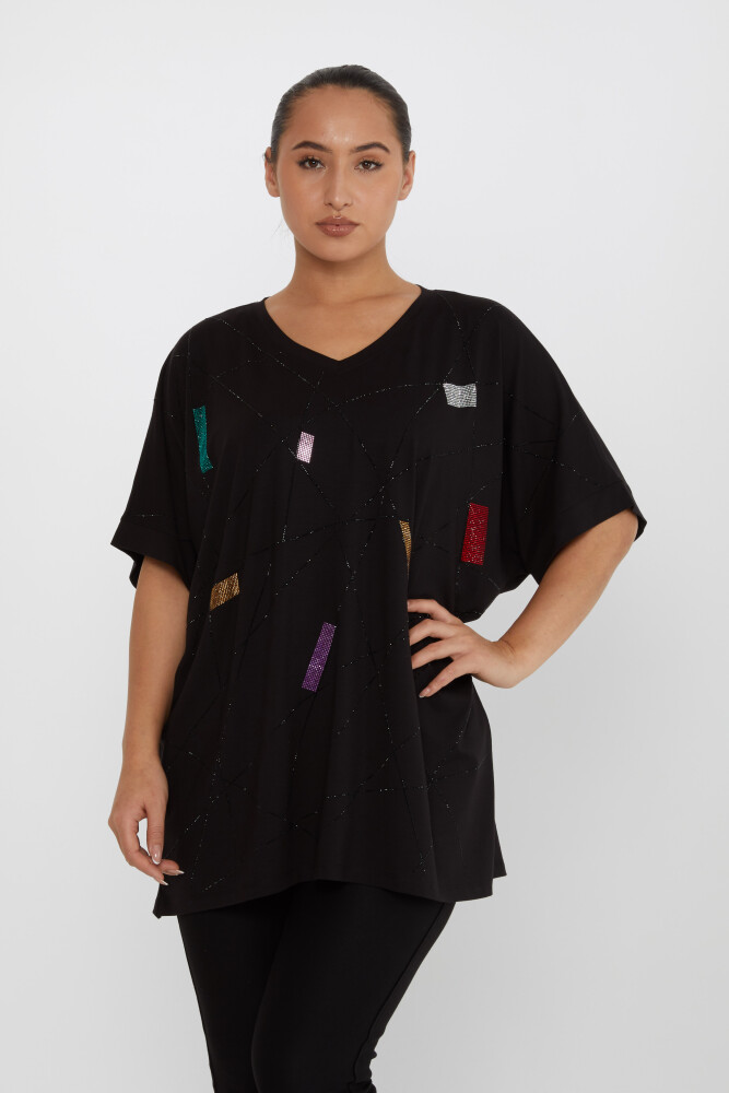 Blouse Stone Embroidered Black - 80110 | KAZEE (Set of 4 M-L-XL-2XL) - 1