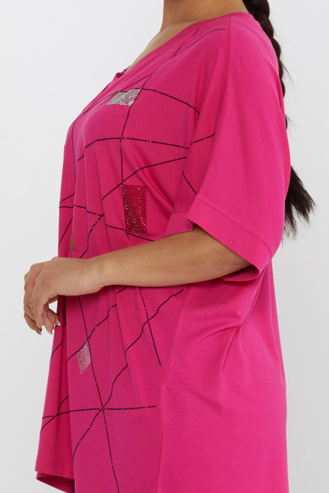 Blouse Stone Embroidered Fuchsia - 80110 | KAZEE (Set of 4 M-L-XL-2XL) - 4