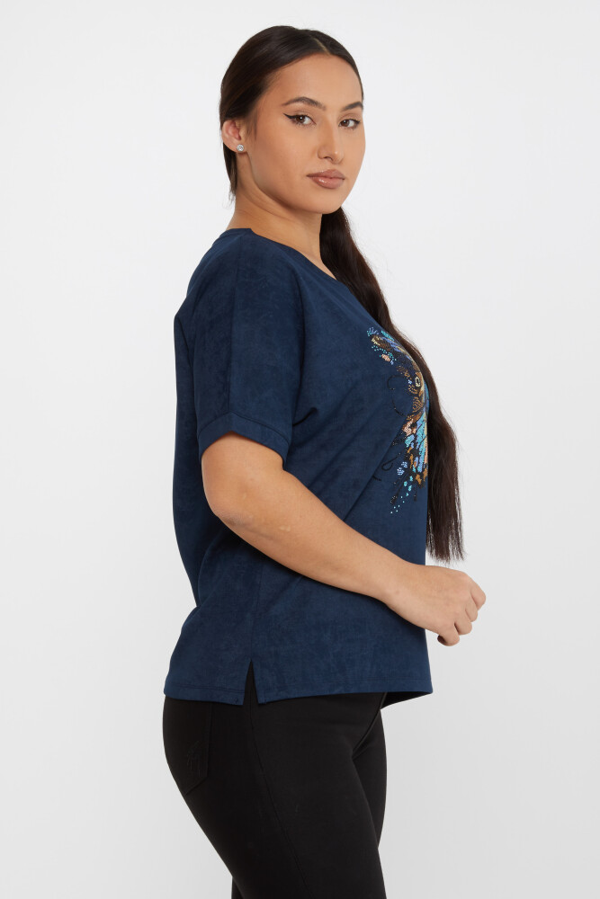 Blusa Colorata Ricamata Pietra Blu Navy - 79986 | KAZEE (Set da 3 M-L-XL) - 2