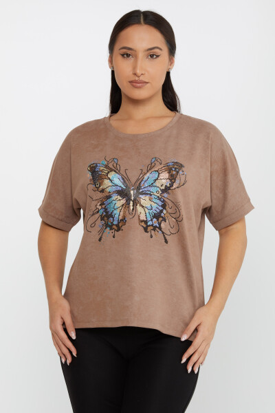 Blusa Colorata Ricamata Pietra Marrone Chiaro - 79986 | KAZEE (Set da 3 M-L-XL) - 2