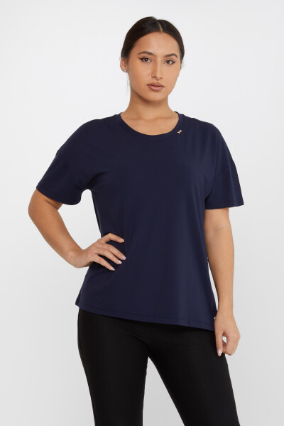 Blusa con Bottoni in Pietra Blu Navy - 79998 | KAZEE (Set da 3 M-L-XL) - 1