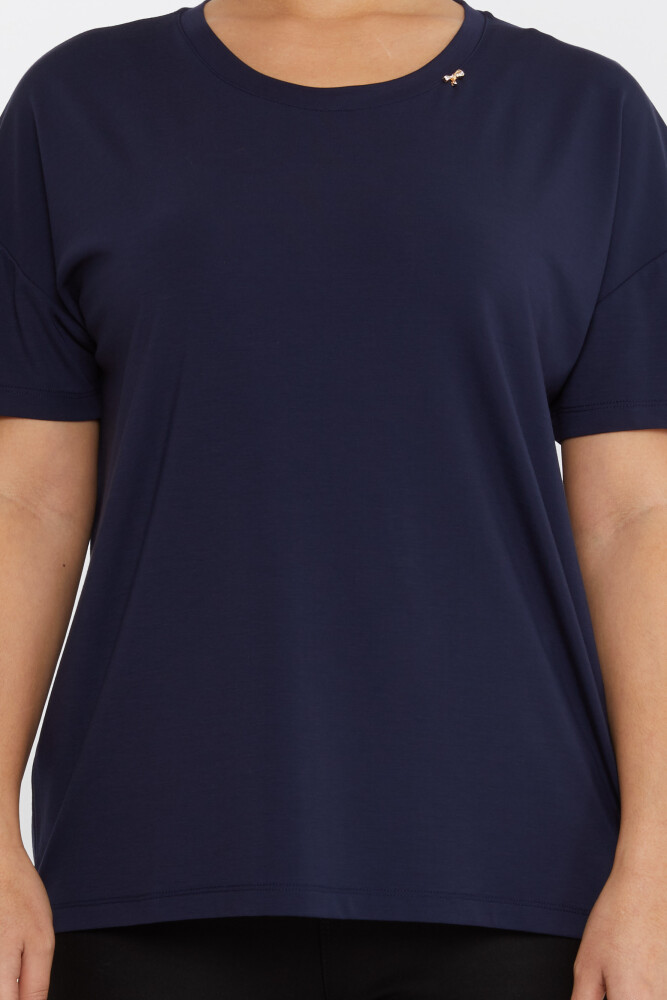 Blusa con Bottoni in Pietra Blu Navy - 79998 | KAZEE (Set da 3 M-L-XL) - 3