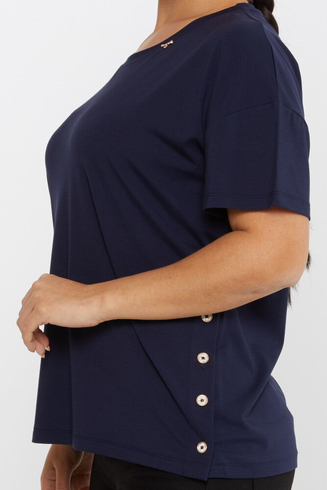 Blusa con Bottoni in Pietra Blu Navy - 79998 | KAZEE (Set da 3 M-L-XL) - 4