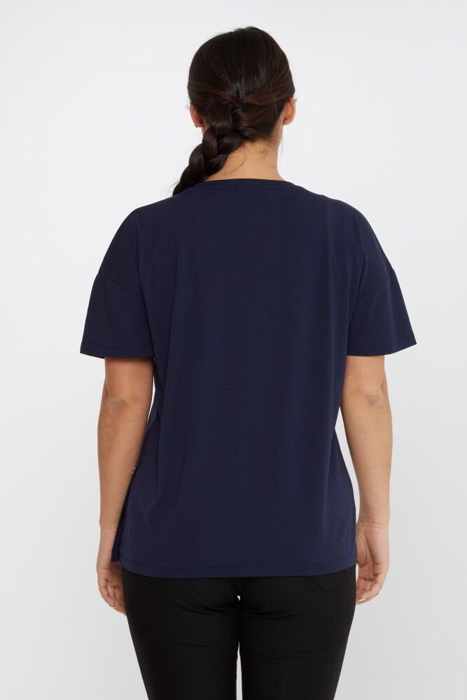 Blusa con Bottoni in Pietra Blu Navy - 79998 | KAZEE (Set da 3 M-L-XL) - 5